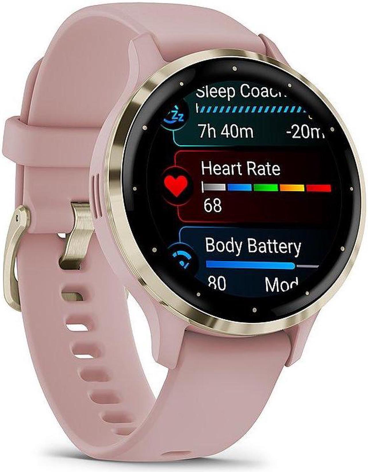 Alt view image 9 of 14 - Garmin Venu 3S, Soft Gold Stainless Steel Bezel with Dust Rose Case and Silicone Band | Smart Watch 010-02785-03