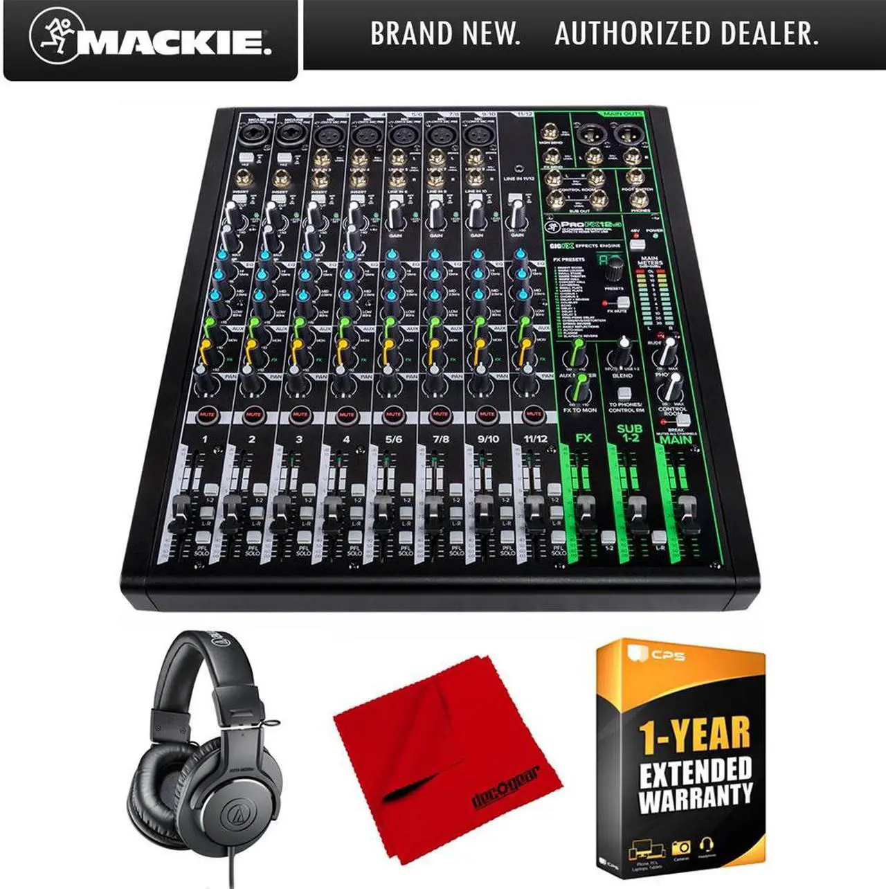 Alt view image 6 of 7 - Mackie 12 Channel Professional Effects Mixer + Headphones and Warranty Bundle