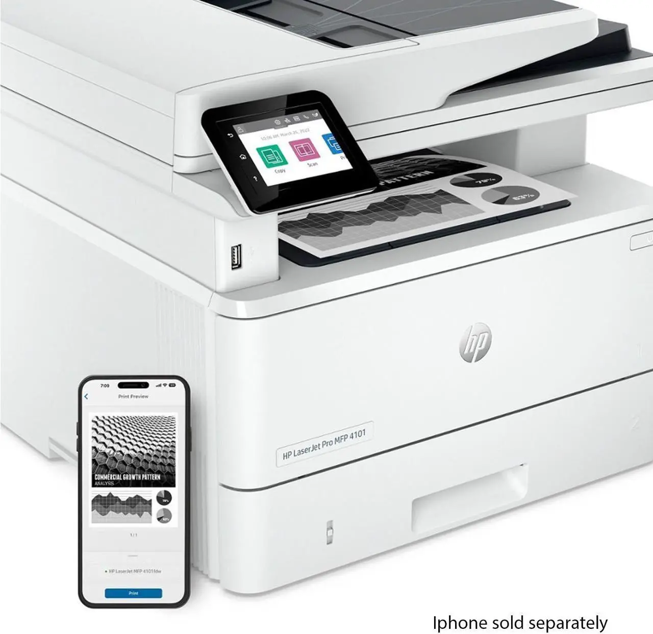 Alt view image 8 of 11 - HP LaserJet Pro 4101fdw Wireless Laser Multifunction Printer Monochrome 2Z619F