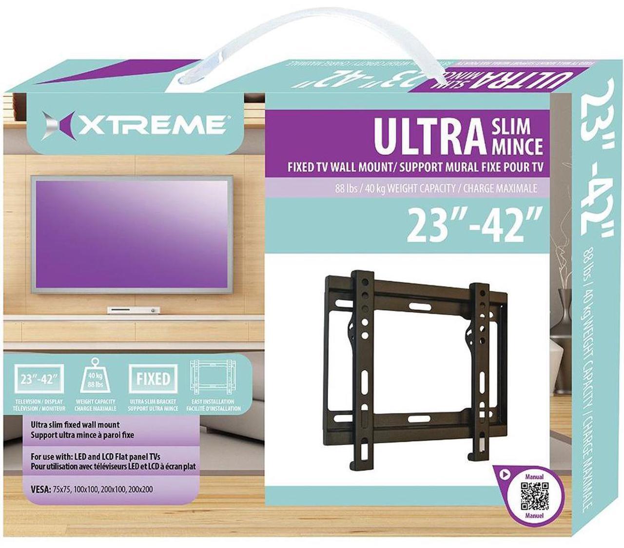 Alt view image 5 of 5 - Xtreme Max Load 88lbs/40kg Ultra Slim Fixed TV Wall Mount 23"-42" 18014