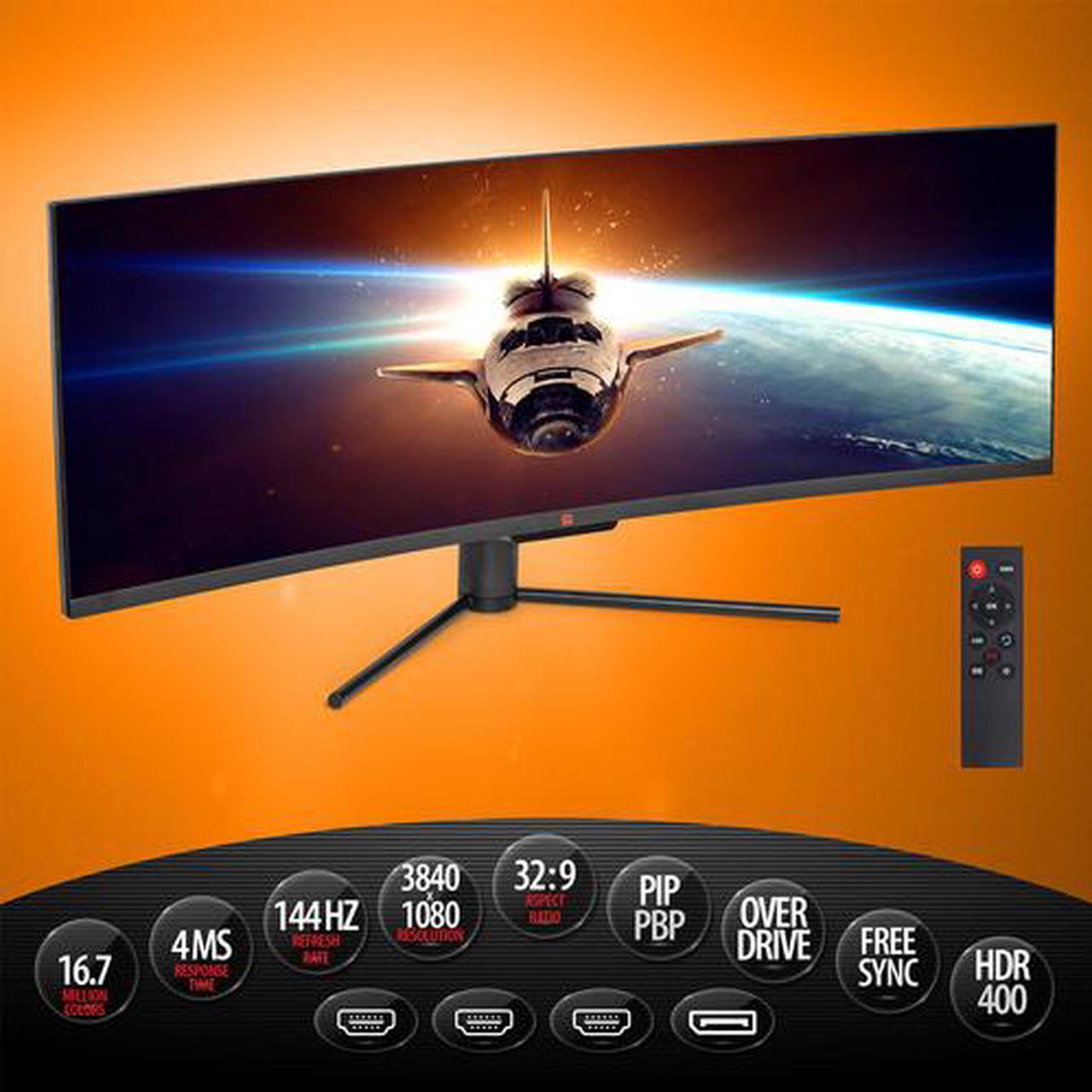 Alt view image 3 of 7 - Deco Gear 49" Curved Ultrawide E-LED Gaming Monitor, 32:9 Aspect Ratio, Immersive 3840x1080 Resolution, 144Hz Refresh Rate, 3000:1 Contrast Ratio (DGVIEW490)
