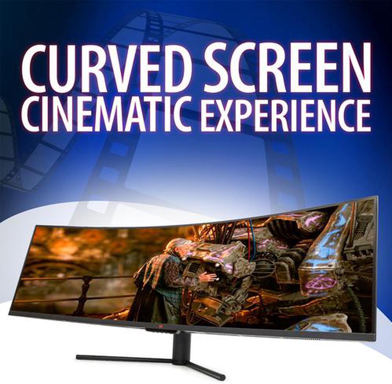 Alt view image 6 of 7 - Deco Gear 49" Curved Ultrawide E-LED Gaming Monitor, 32:9 Aspect Ratio, Immersive 3840x1080 Resolution, 144Hz Refresh Rate, 3000:1 Contrast Ratio (DGVIEW490)