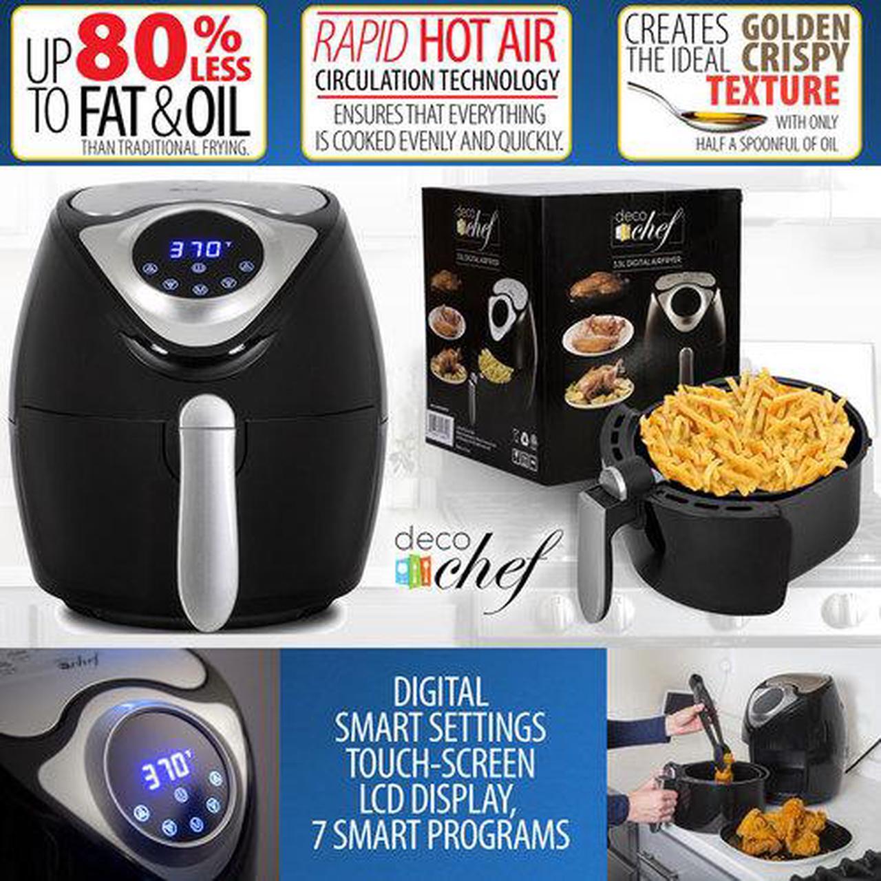 Alt view image 2 of 5 - Deco Chef XL 3.7 QT Digital Air Fryer With 7 Smart Programs LCD Touch Screen Oil-Less Non-Stick Coated Countertop Healthy Kitchen Safe Frying Station