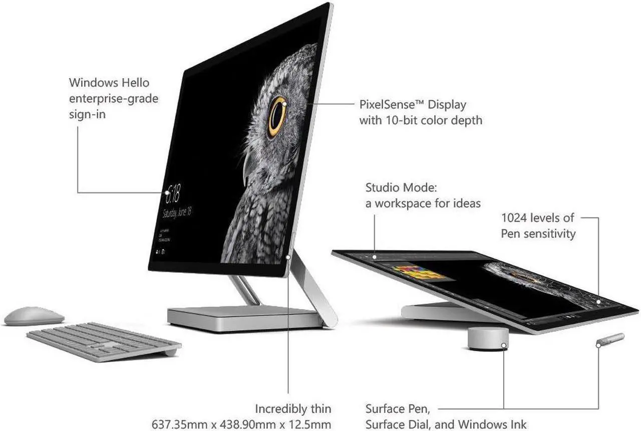 Alt view image 7 of 13 - Microsoft 28" 4500x3000 Surface Studio (Intel Core i7, 32GB RAM, 2TB) 43Q-00001