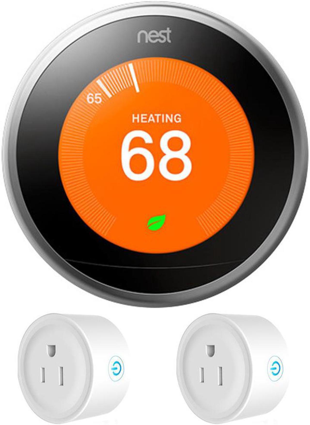 Main image of Nest Learning Thermostat 3rd Gen (Stainless Steel) w/ 2 Pack Wifi Smart Plug