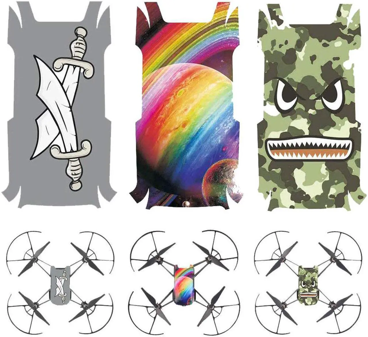 Alt view image 3 of 4 - Deco Gear DJI Tello Body Skin Decals - pack of 3
