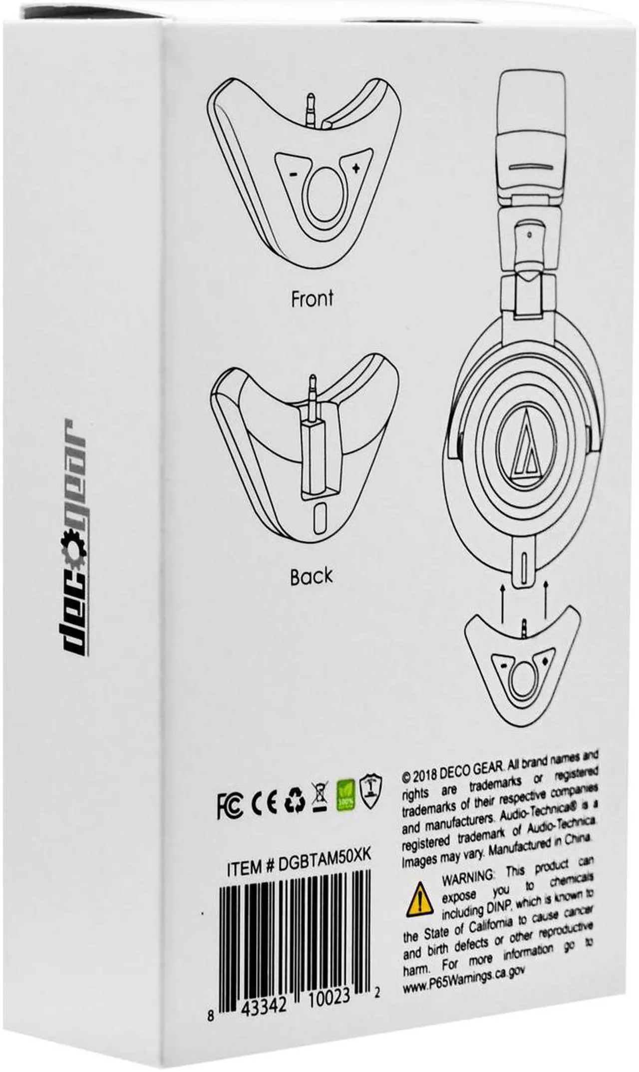 Alt view image 6 of 8 - Deco Gear Bluetooth Adapter/Amplifier for Audio Technica ATH-M50X Pro Studio Headphones