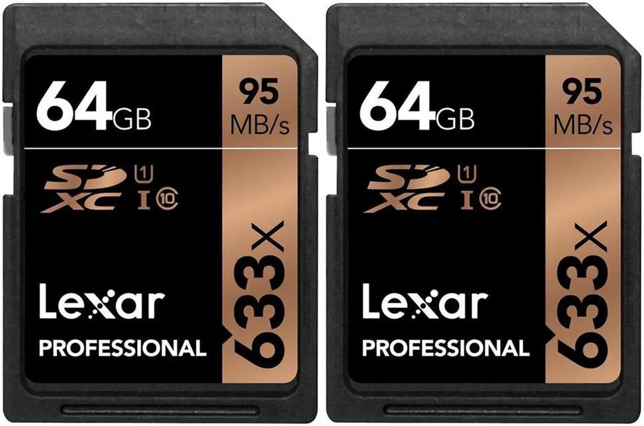 Main image of Lexar Professional 633x 64GB USH-1 Class 10 SDXC Memory Card 2 Pack