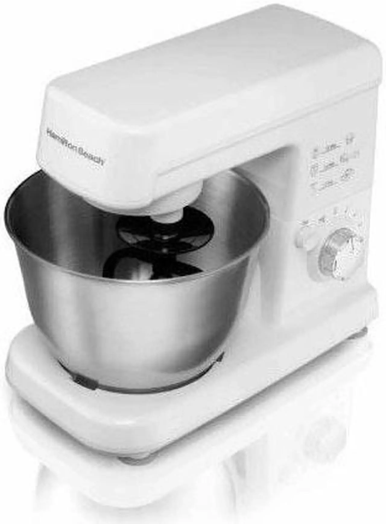 Main image of Hamilton Beach 300W 6 Speed 3.5 Quart Countertop Stand Mixer, White | 63329
