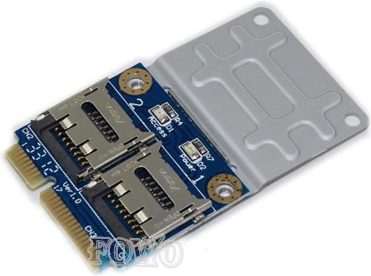 Alt view image 5 of 5 - Mini PCI-e to 2x Micro SD SDHC SDXC Memory Card reader mPCIe to 2 mini-sdcards adapter