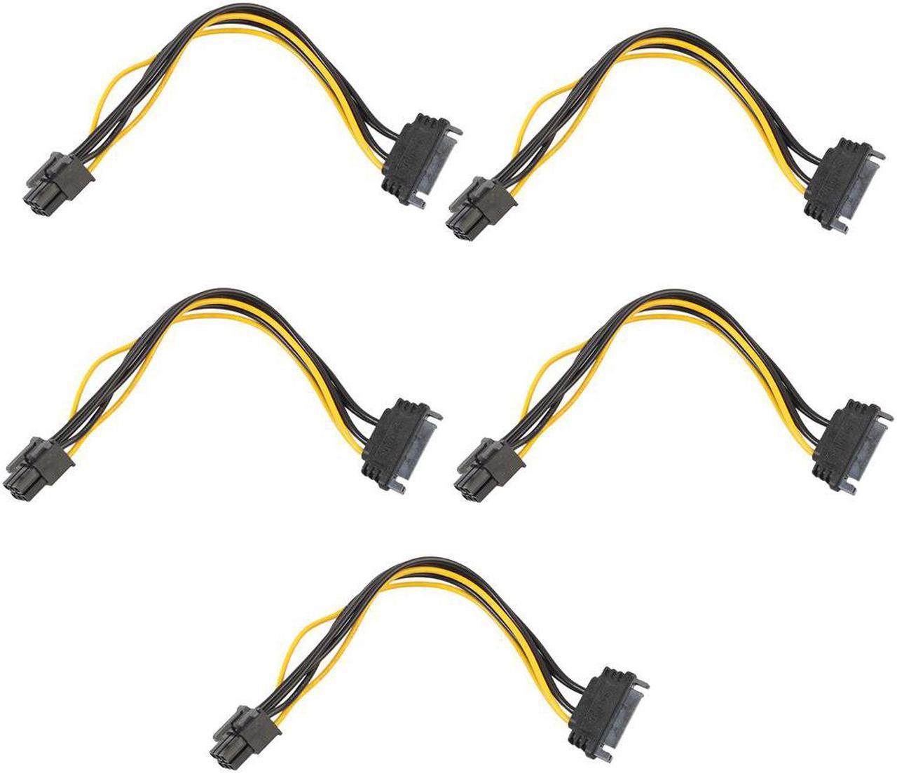 5pcs 15pin SATA Power to 6pin PCI-e PCI Express Adapter Cable Connectors Power Supply for Video Card