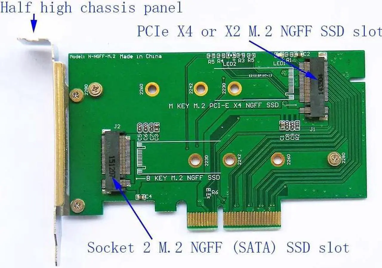 Alt view image 3 of 4 - 2 slot adapter Card to PCI-E x4 for M.2 NGFF SSD XP941 SM951 M6E MZHPU256HCGL MZHPV128HDGM,MZHPV256HDGL,MZHPV512HDGL PX-AG512M6E