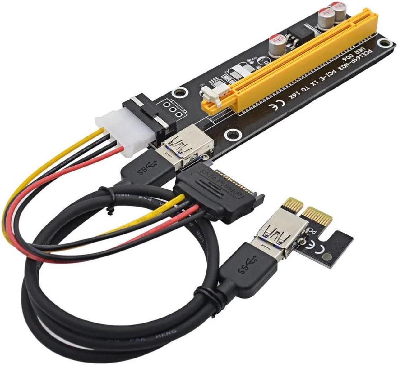 30cm,60cm,100cm USB3.0 PCI-E PCI Express 1x to 16x Extender Riser Card Adapter SATA Power Cable