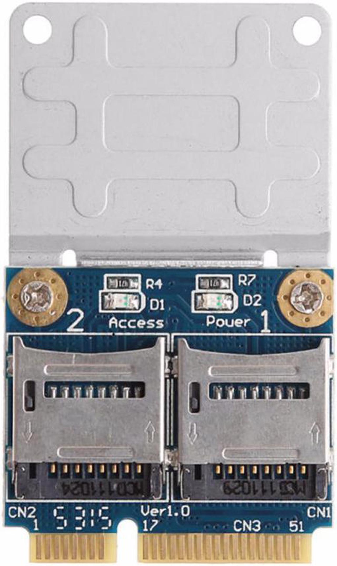 Dual TF Micro SD Card to Mini PCI-E Express + half Bracket Memory Reader Adapter #233509