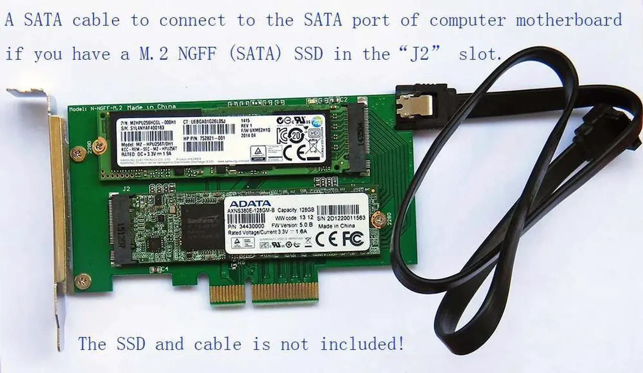 Alt view image 4 of 4 - 2 slot adapter Card to PCI-E x4 for M.2 NGFF SSD XP941 SM951 M6E MZHPU256HCGL MZHPV128HDGM,MZHPV256HDGL,MZHPV512HDGL PX-AG512M6E