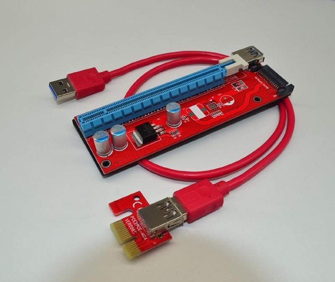 60cm USB 3.0 PCIe Riser Card PCI-E Express 1x to 16x Extender Riser Card Adapter SATA 15Pin Power Supply for BTC Miner Machine