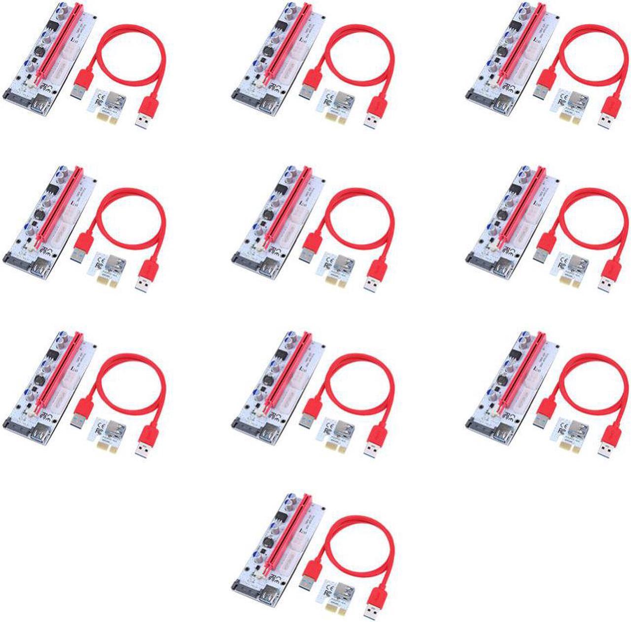 VODOOL 10PCS 60cm 008S PCI-E Riser Cards 1X 16X USB3.0 Adapter Riser Card Cable Wire for BTC Miner Mining