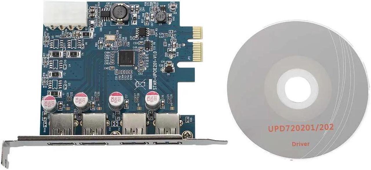 USB 3.0 4-Port PCI Express PCI-E Card Super Speed 5Gbps with 4 Pin Power Adapter