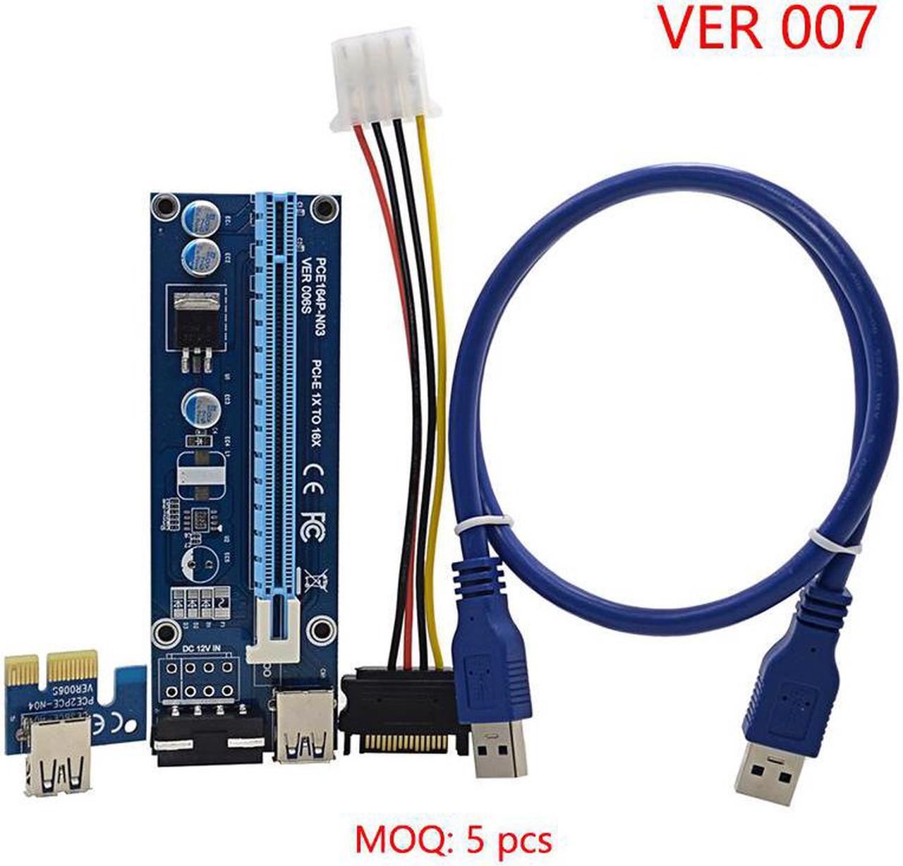 add on card 0.6M PCIe PCI-E 1x to 16x PCI Express Riser Card + USB 3.0 Cable / SATA to 4Pin Molex Power Cord for BTC Miner Machine