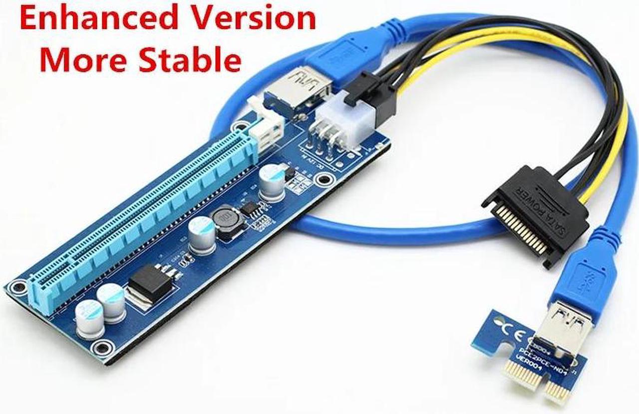 5PCS Super Stable PCI-E1X to 16X Graphics Card Patch Cord 6Pin USB3.0 PCI-E Extension Power Cable For ETH BTC GPU Miner Machine