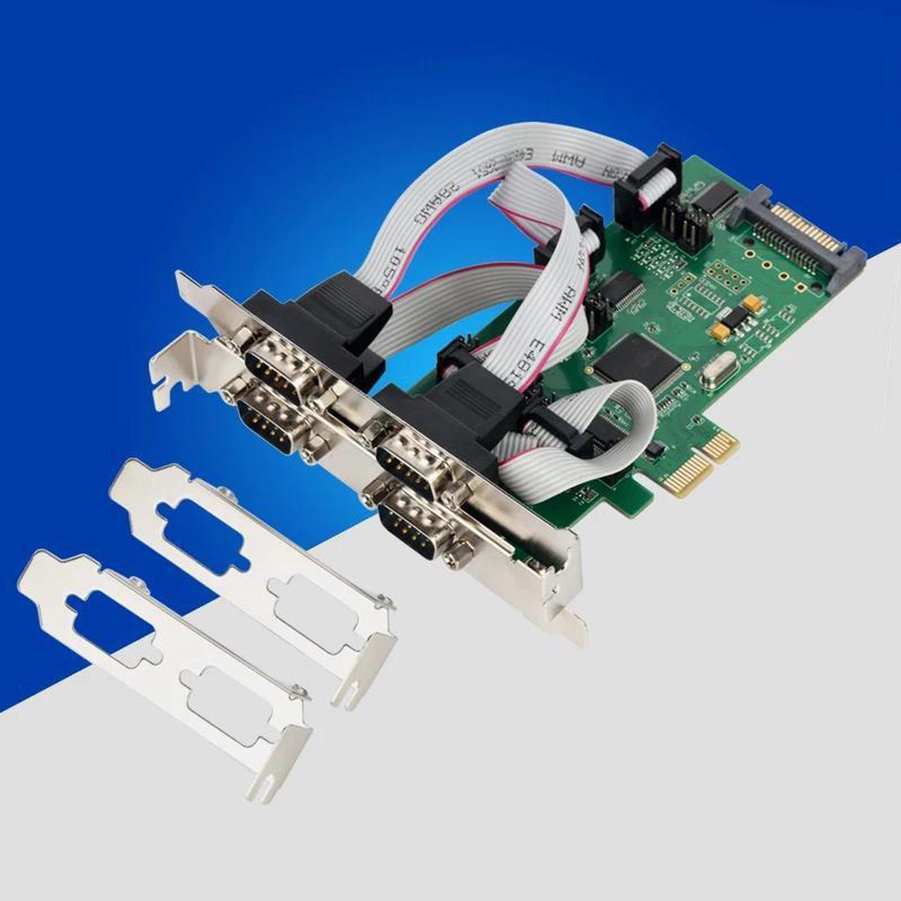 PCI-E PCI Express to 4 Port RS232 Serial Card RS-232 Signal COM Card 1pin or 9 feet Power Supply Serial Port DB9 PCIe Controller