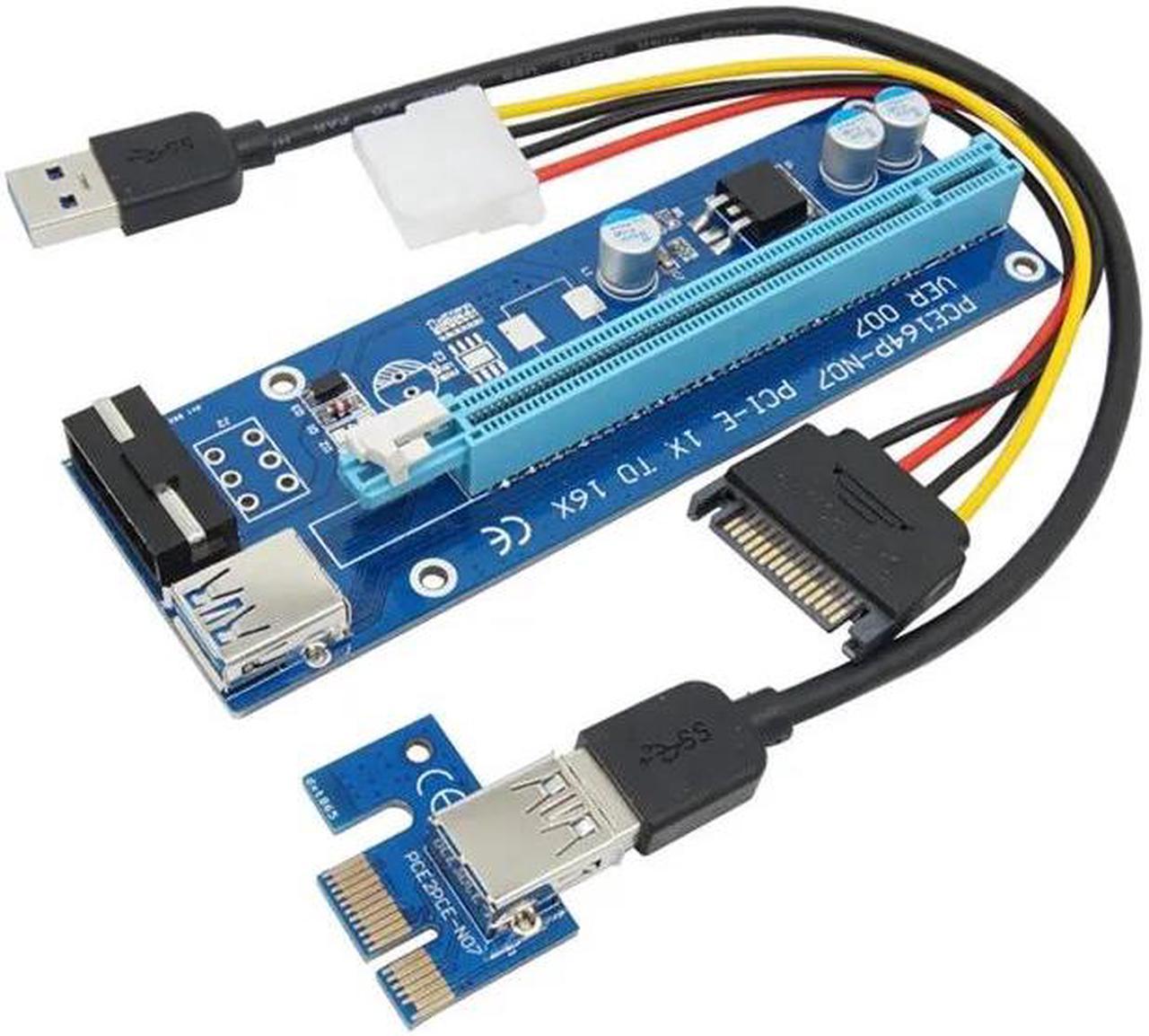 add on card 60cm PCI-E PCIe PCI Express 1x to 16x Riser USB 3.0 Extender Cable with Sata to 4Pin IDE Molex Power Supply for BTC Miner RIG