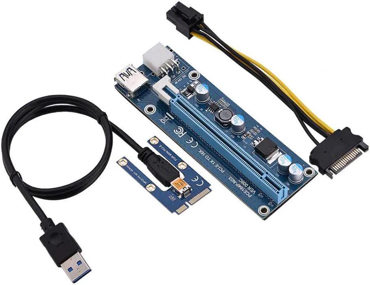 Main image of Mini PCI-E to PCI Express16x Extender Riser Adapter With SATA Power Cord for Video Card Mining