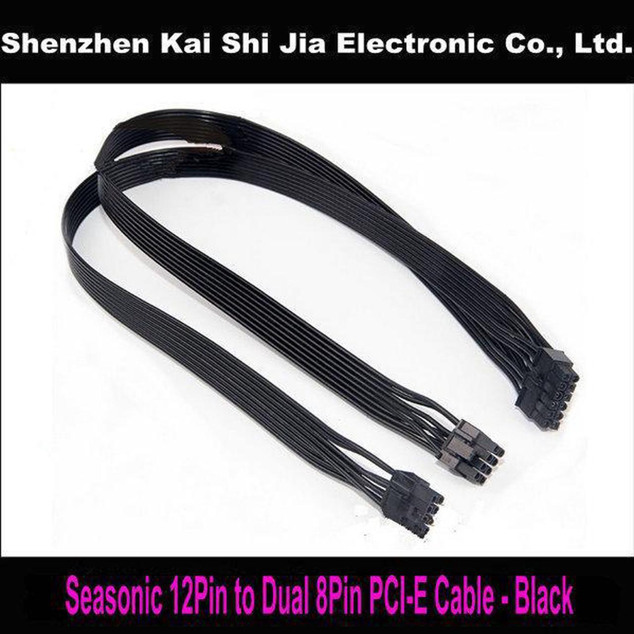 24" Black 12Pin PSU to Dual 8 (6+2) -Pin PCI-E Graphics Card Modular Power Supply Cable for Seasonic X & P Series