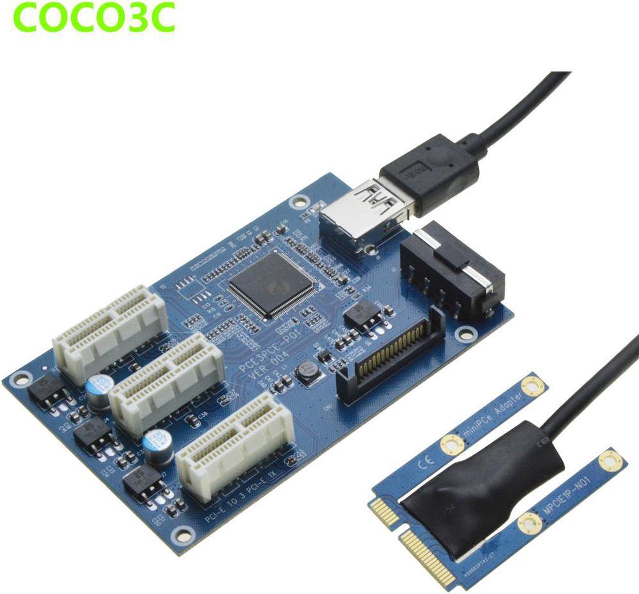 Mini PCIe 1 to 3 PCI express 1X slots Riser Card Expansion adapter Mini ATX Laptop to PCI-e Port Multiplier