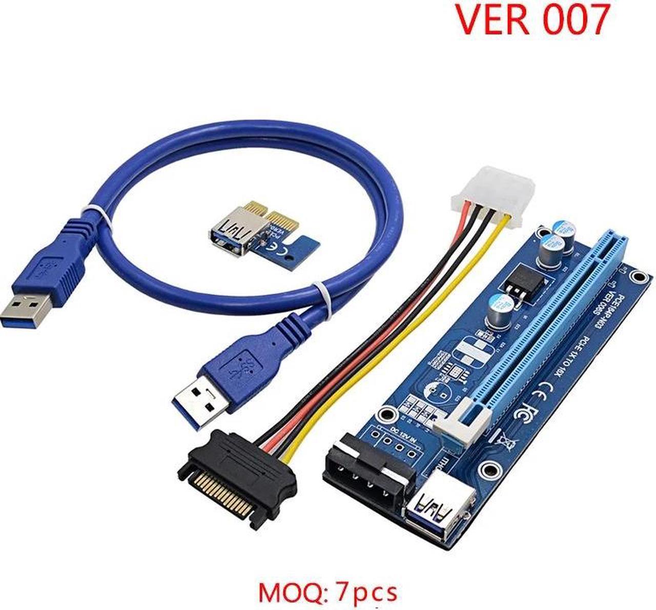 add on card USB 3.0 For bitcoin Miner PCI-E Riser PCI Express Extender Riser Card 1X to 16X Adapter with SATA 15 Pin-4Pin Power Cable