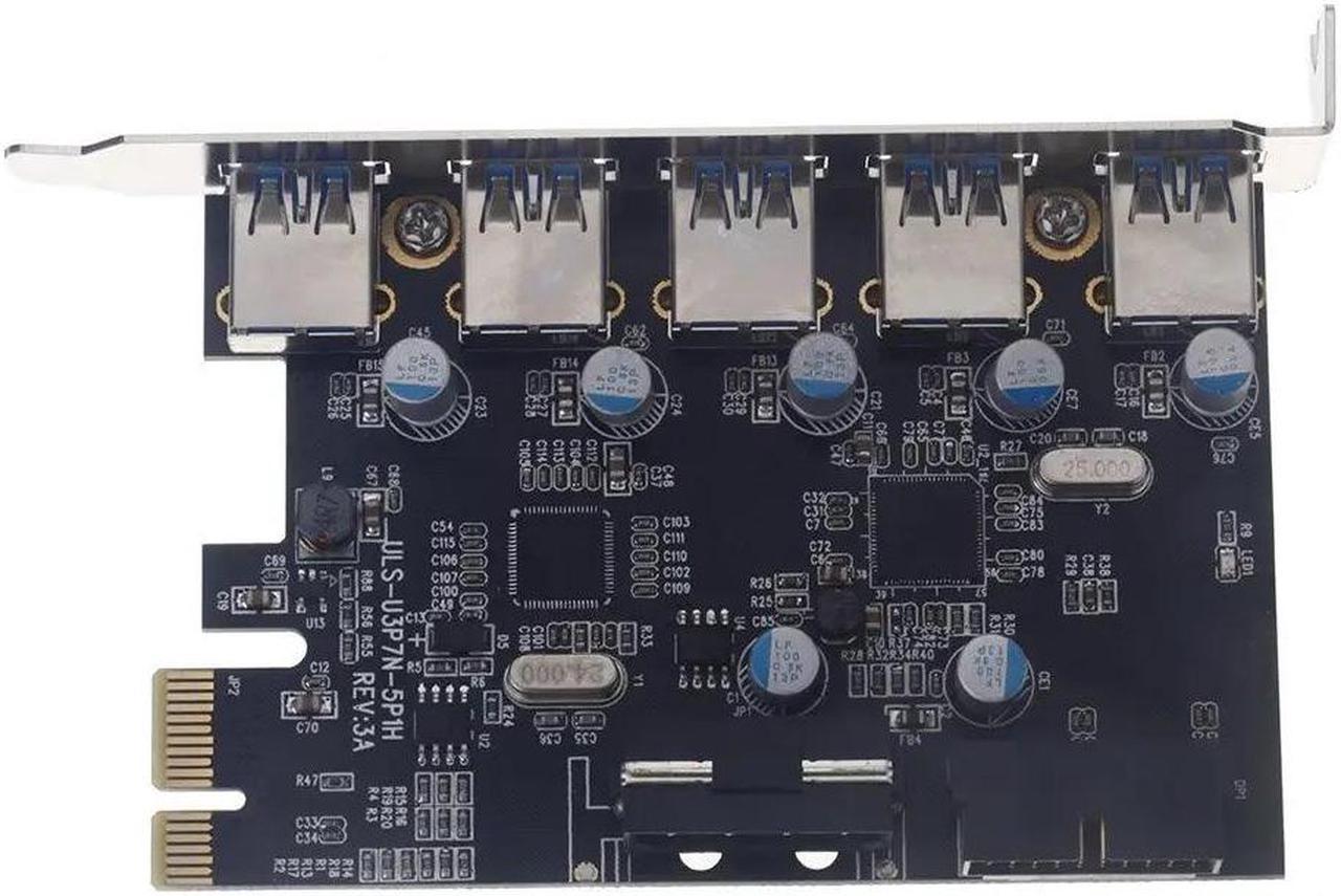 5 Port Superspeed USB 3.0 PCI-E PCI Express Expansion Card Host Controller Adapter Chipset with 5V 4 Pin