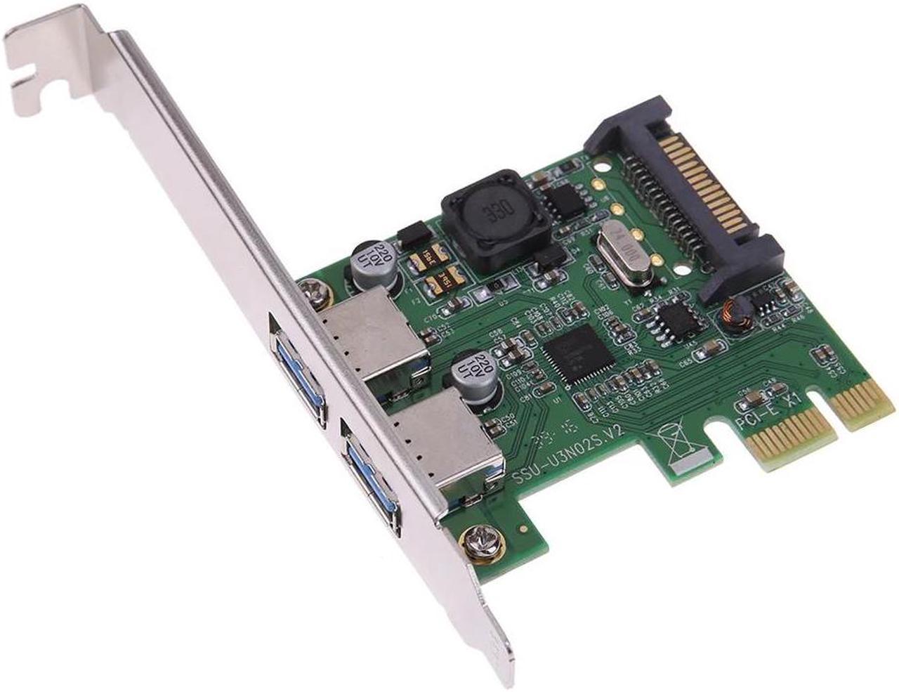 5Gb/s Super Speed PCI-E Express x1 to 2-Port USB 3.0 Controller Card Adapter Hub for Windows XP/Win7/Win8/Win8.1/Win10