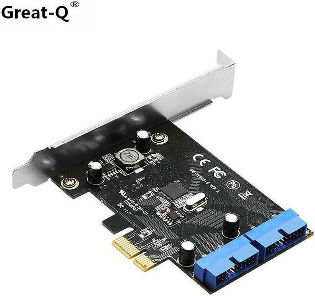 Great-Q  PCI-E PCIE to  USB 3.0 Expansion Card With Dual Ports 20pin motherboard Connector PCI express  riser card