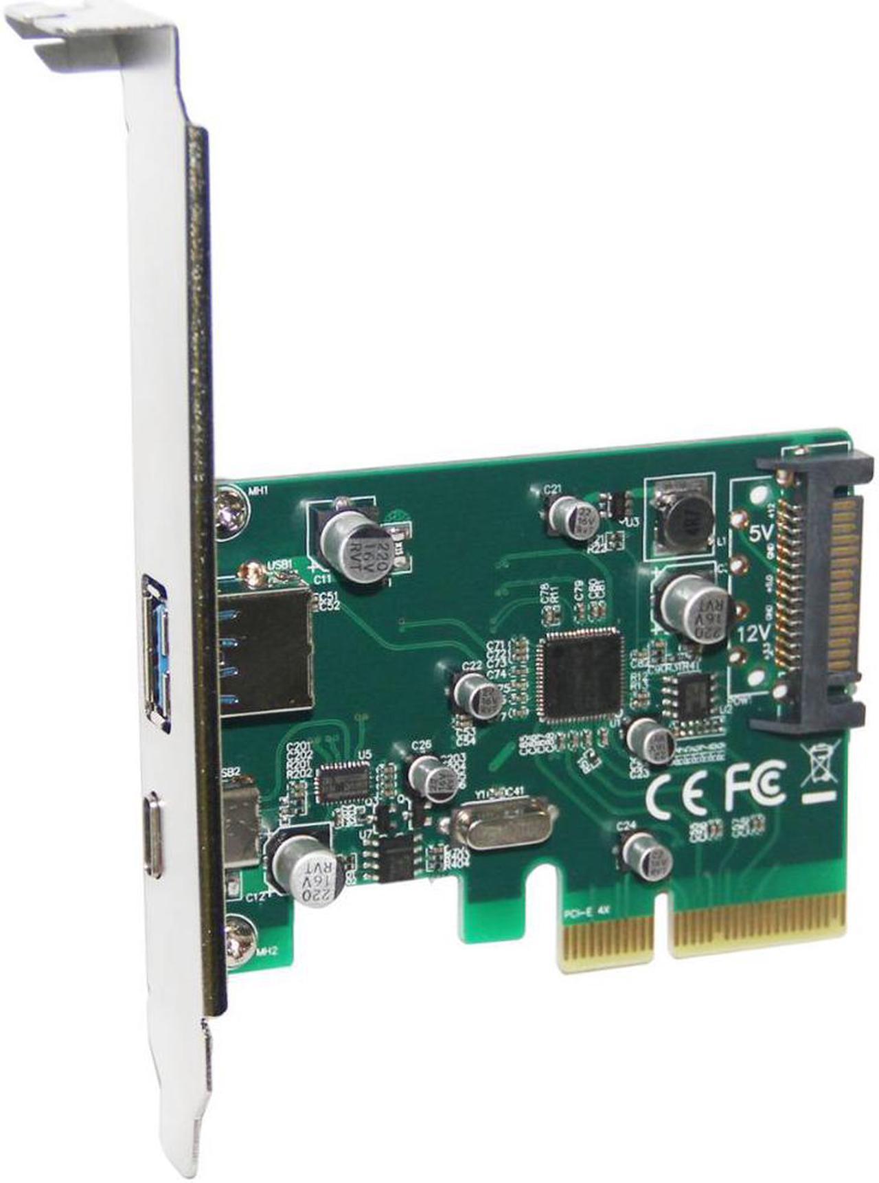 2 ports USB 3.1 Type-A + Type-C PCI express Card PCIe low profile bracket pci-e 4x to usb3.1 Type A & C adapter 10Gbps USB-C