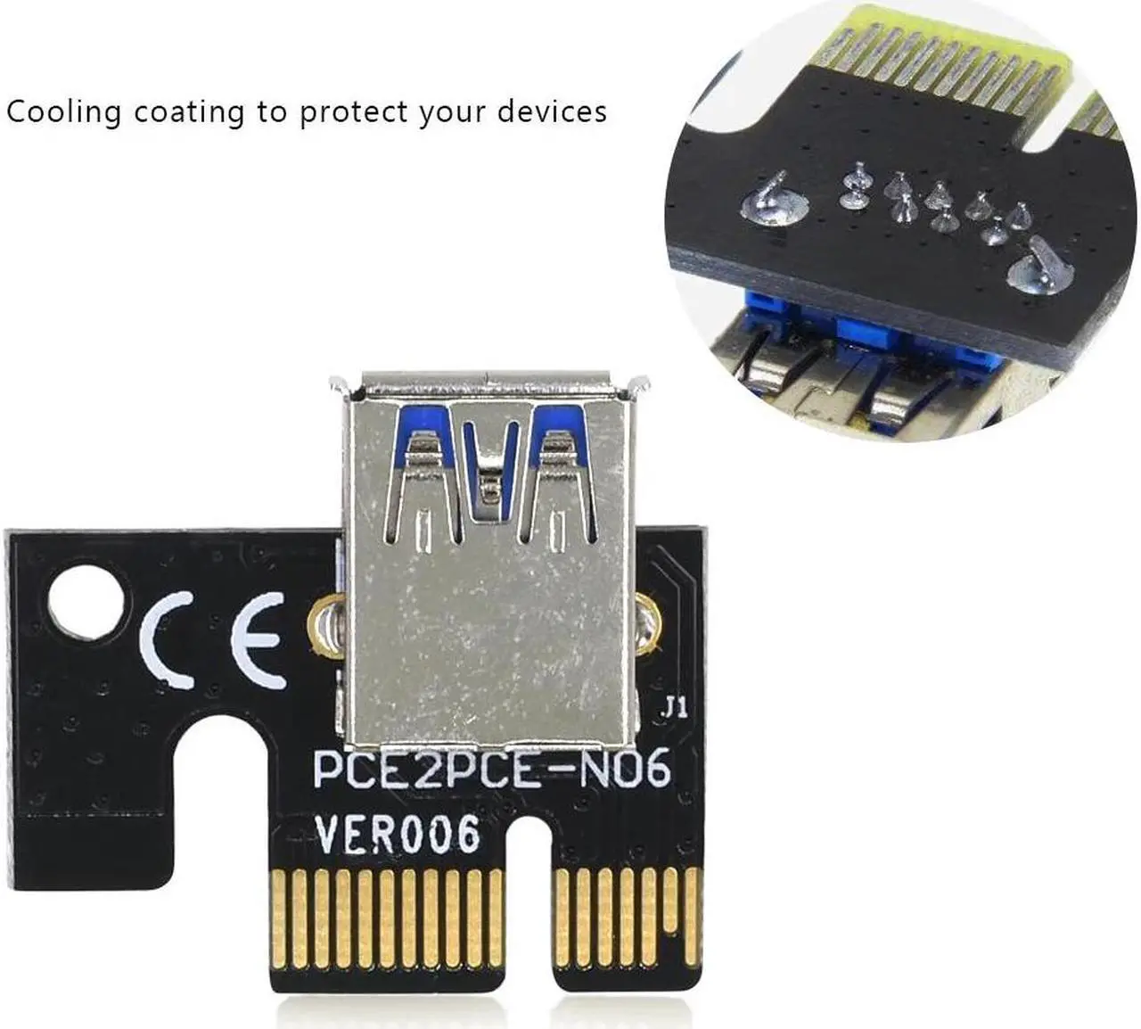 Alt view image 4 of 6 - PCIE PCI Express Riser Card PCI-E Extender 1x to 16x Adapter USB 3.0 SATA to 4Pin IDE Molex for Mining Bitcion Miner