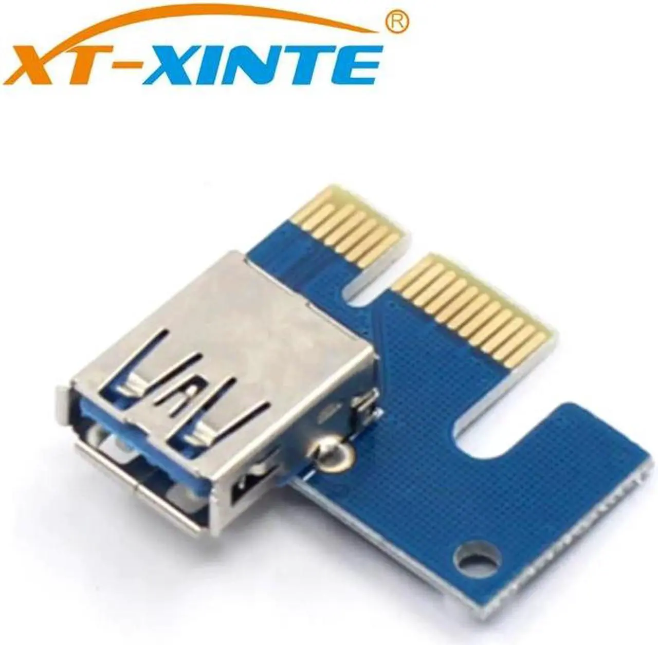 Alt view image 3 of 6 - PCI Express PCI-E 1X to 16X Riser Card 6Pin 4Pin PCIE USB3.0 SATA Card Extension Cable for Miner Mining BTC Dedicated Adapter