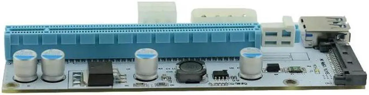 Alt view image 5 of 6 - PCIe PCI-E PCI Express Riser Card 1x to 16x USB 3.0 Cable Adapter SATA to 4Pin IDE Molex 6 pin for BTC Miner Machine