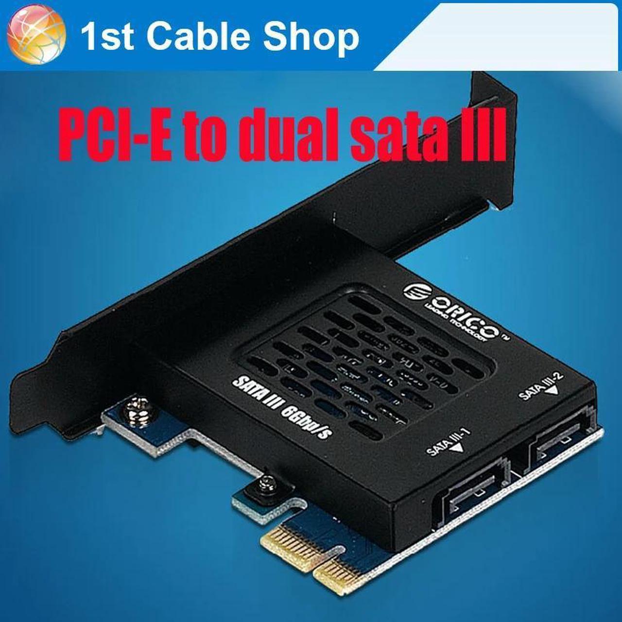 1PCS Premium PCI-E to dual Sata III sata 3 expansion card up to 6Gbps data speed supported in retail pack