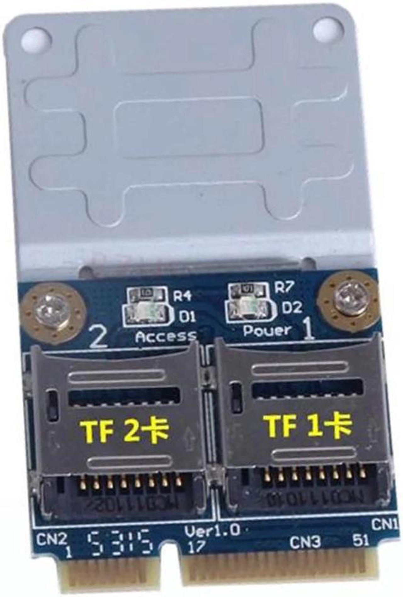 Alt view image 3 of 5 - Mini PCI-e to 2x Micro SD SDHC SDXC Memory Card reader mPCIe to 2 mini-sdcards adapter