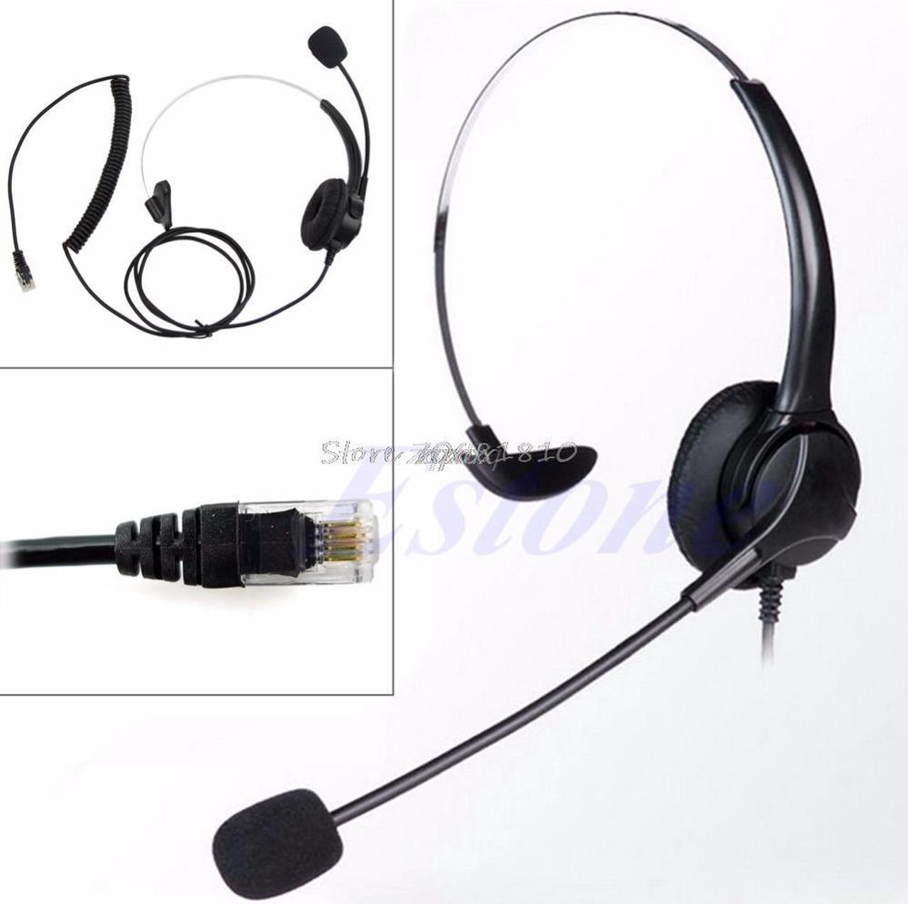 4-Pin RJ11 Corded Telephone Headset Call Center Operator Monaural Headphone Z07 Drop ship