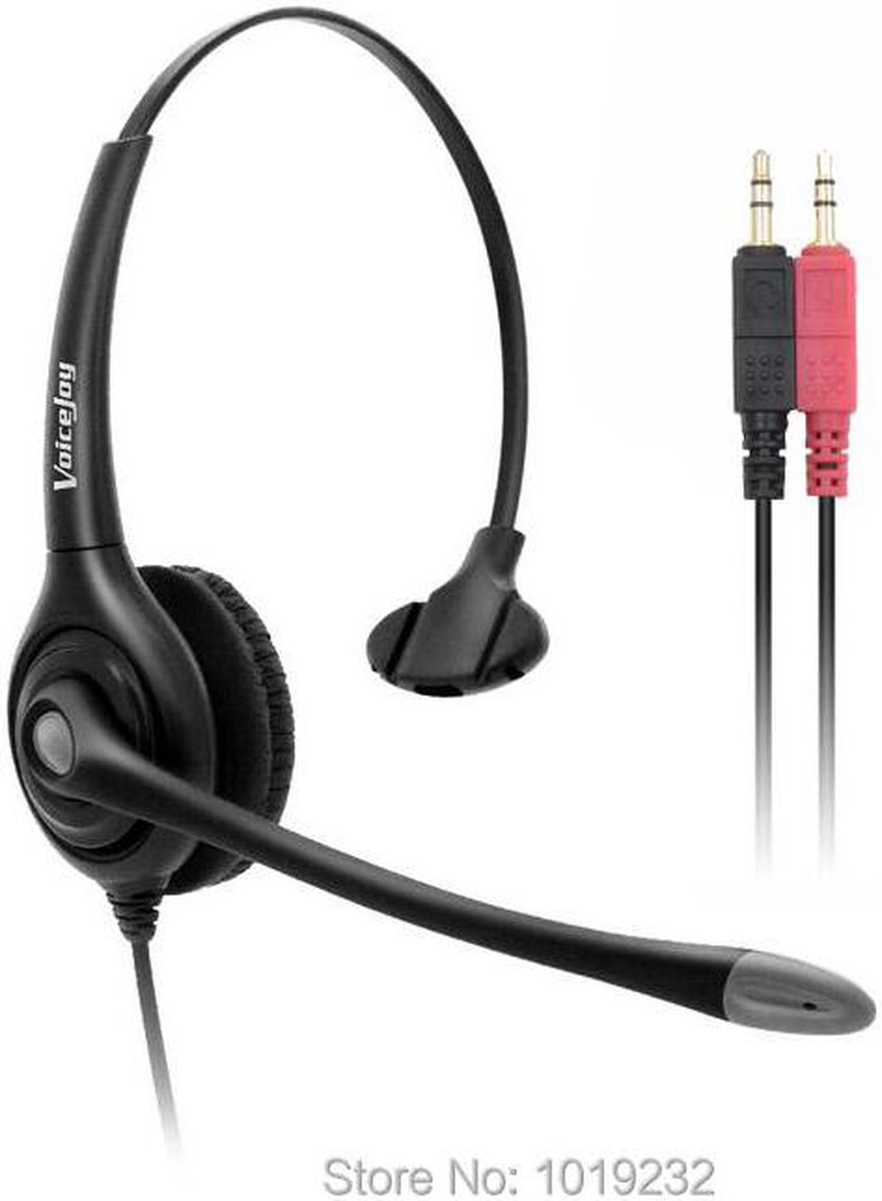 Dual 3.5mm plug or RJ9 plug or 2.5mm plug call center headset,computer laptop notebook headset with QD (Quick Disconnect) cord