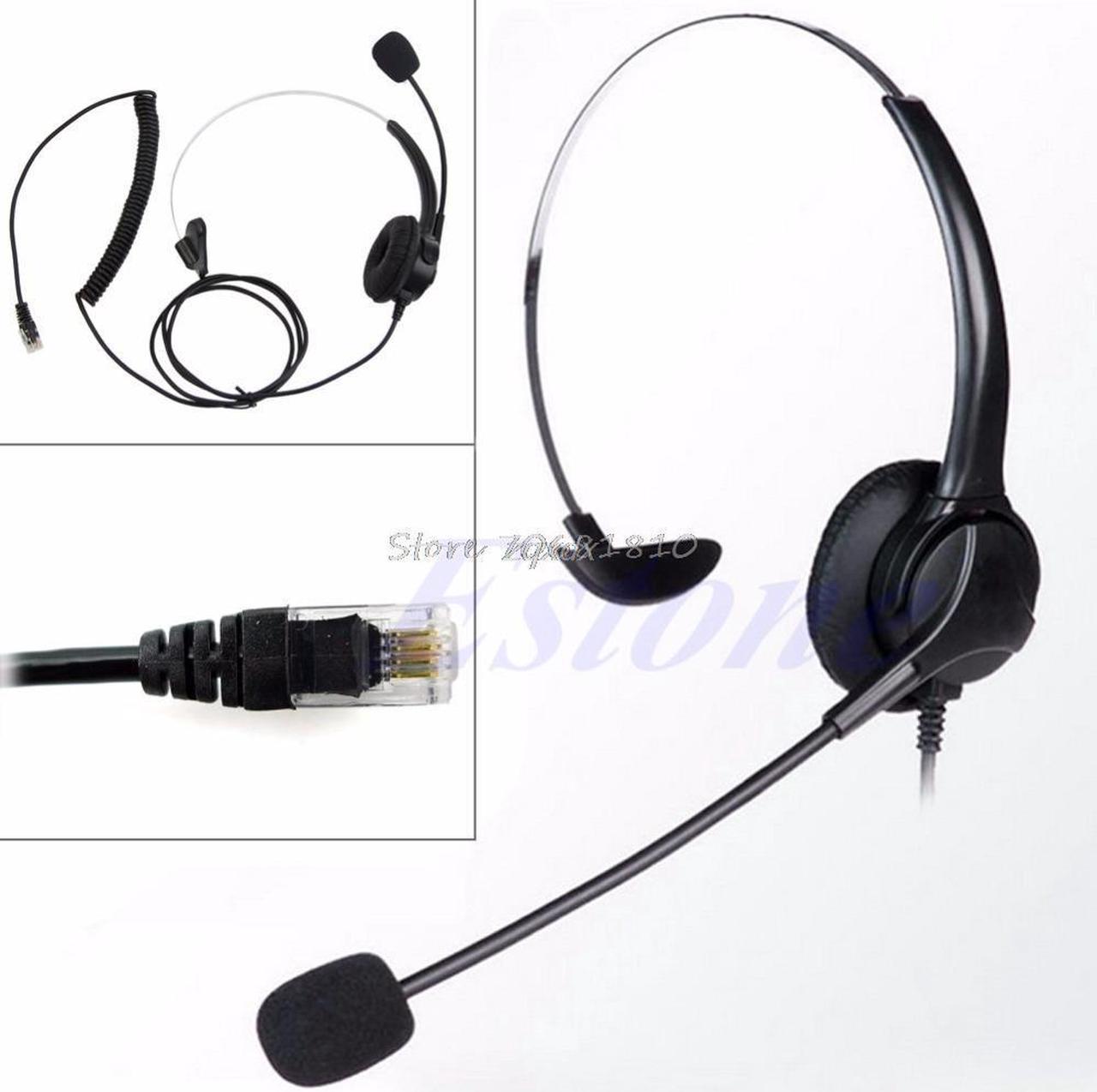 4-Pin RJ11 Corded Telephone Headset Call Center Operator Monaural Headphone Drop ship