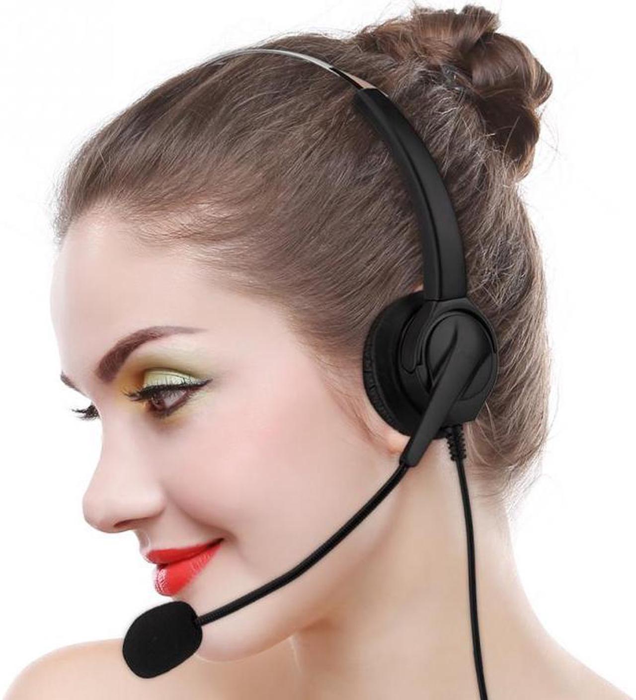 Professional Cordless Phone Headset Adjustable Noise Cancelling 2.5mm Telephone Headset Call Center Headset