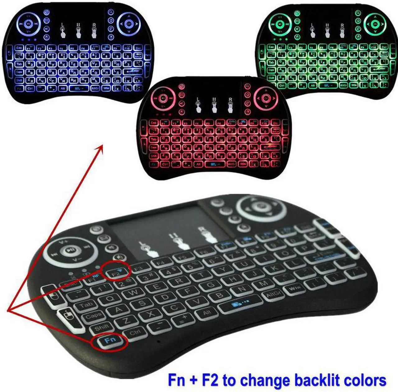 Alt view image 2 of 6 - Tikigogo Russian English Spanish Backlit i8 Backlight Wireless mini keyboard air mouse remote control for Android Smart TV Box
