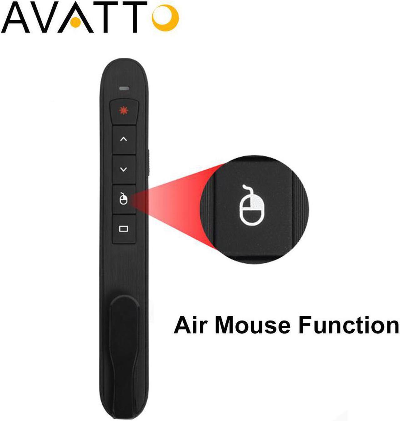 [AVATTO] Rechargable RF 2.4G Wireless Presenter with Air Mouse PowerPoint Remote Control PPT Clicker Presentation Laser Pen