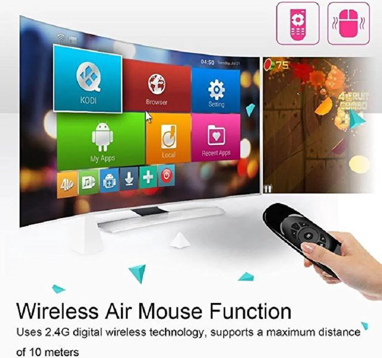 Alt view image 5 of 6 - Tikigogo C120  fly air mouse backlit with keyboard microphone voice search 2.4G mini Wireless Keyboard as remote controller