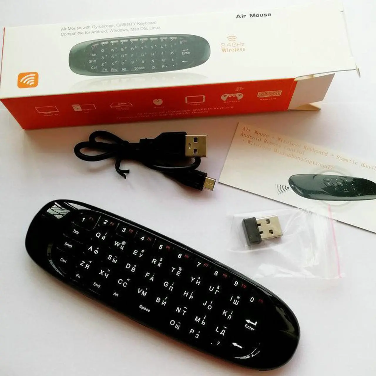 Alt view image 4 of 6 - Tikigogo C120  fly air mouse backlit with keyboard microphone voice search 2.4G mini Wireless Keyboard as remote controller