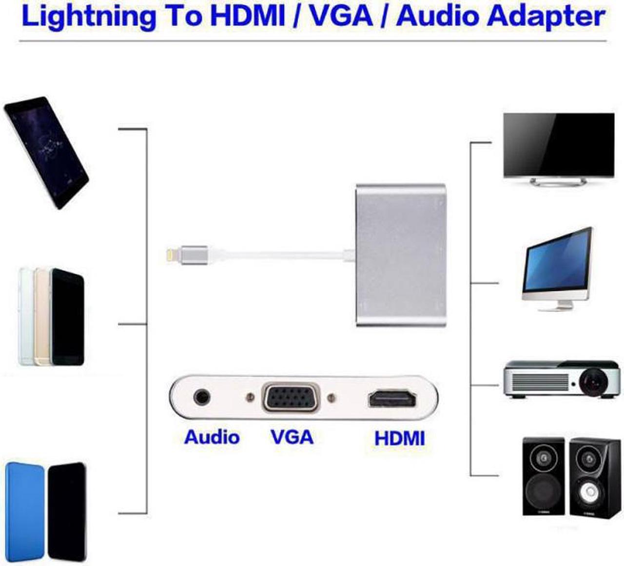 Alt view image 4 of 6 - Multifunction Converter For Lightning to HDMI VGA Jack Audio TV Adapter Cable For iPhone X iPhone 8 7 Plus 6 6S For iPad Series