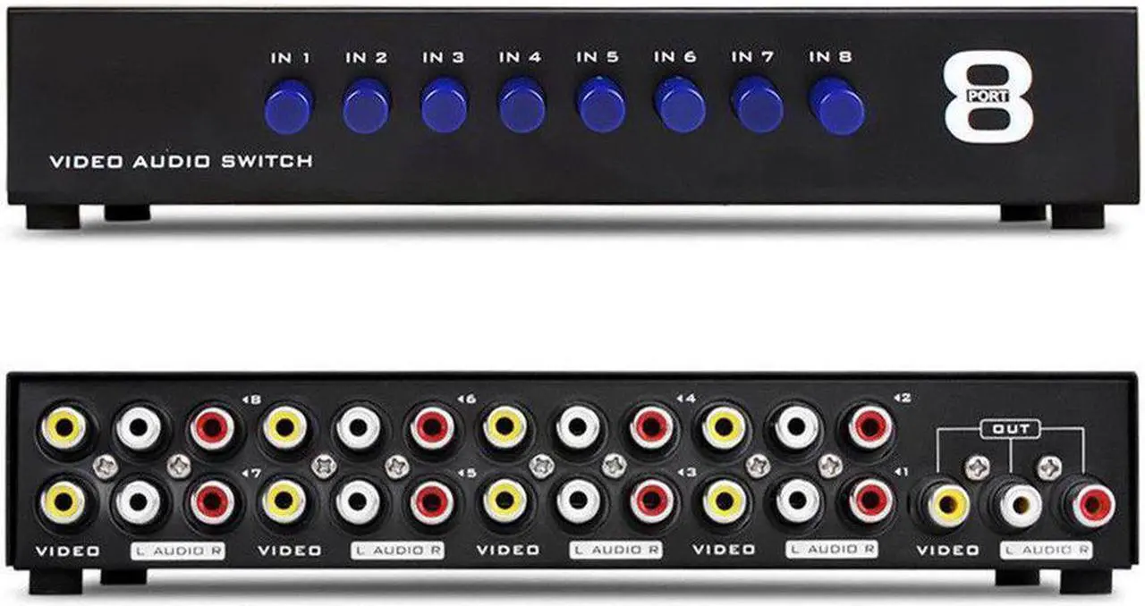 Alt view image 2 of 6 - AV Switch Box Composite Selector 8 Port RCA Audio Video 8 In 1 Out To TV Swithcer Adapter for DVD HDTV Converter
