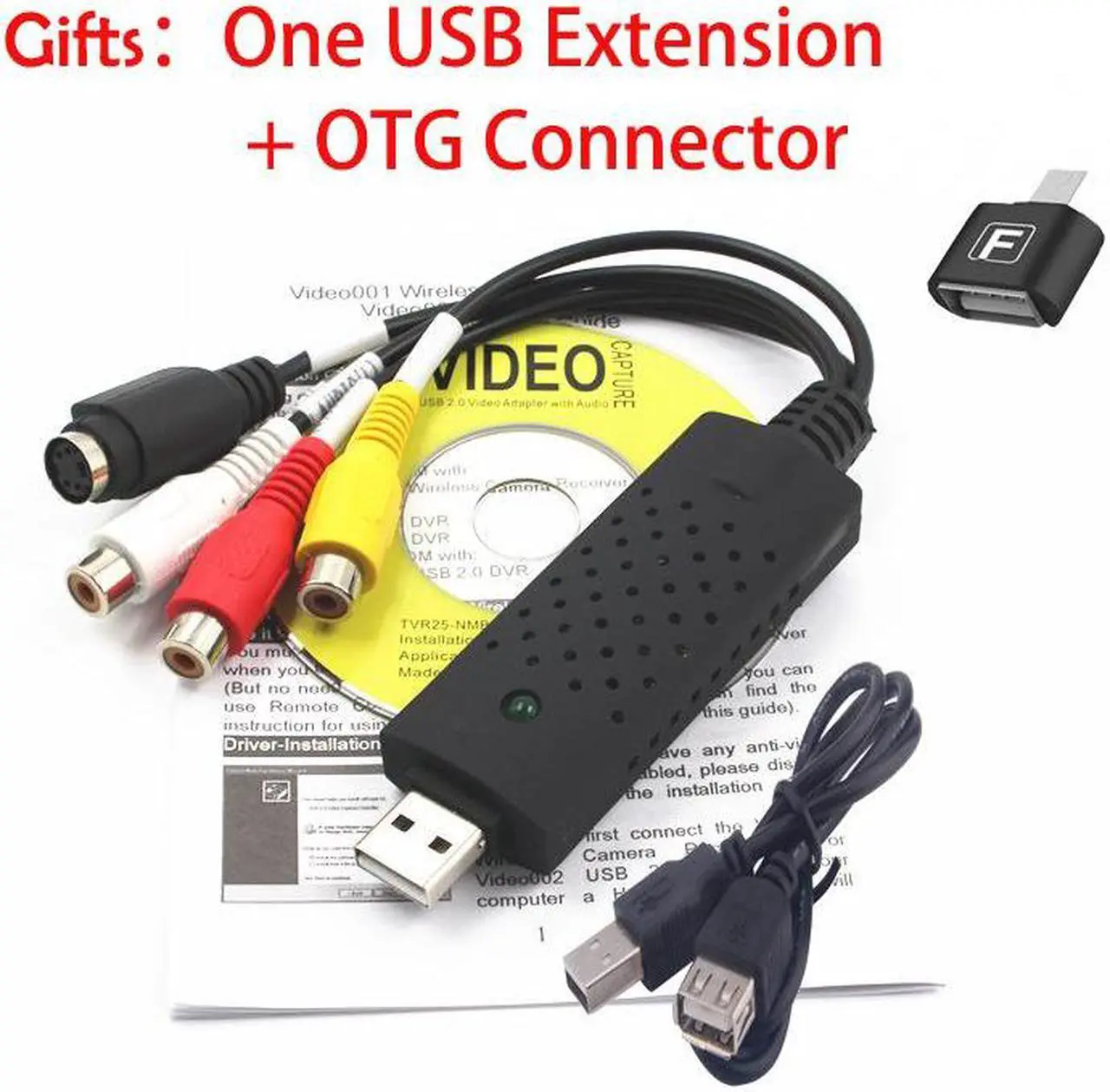 Alt view image 6 of 6 - USB 2.0 Easycap Capture 4 Channel Video TV DVD VHS Audio Capture Adapter Card Easier Cap USB Video Capture Device support Win10